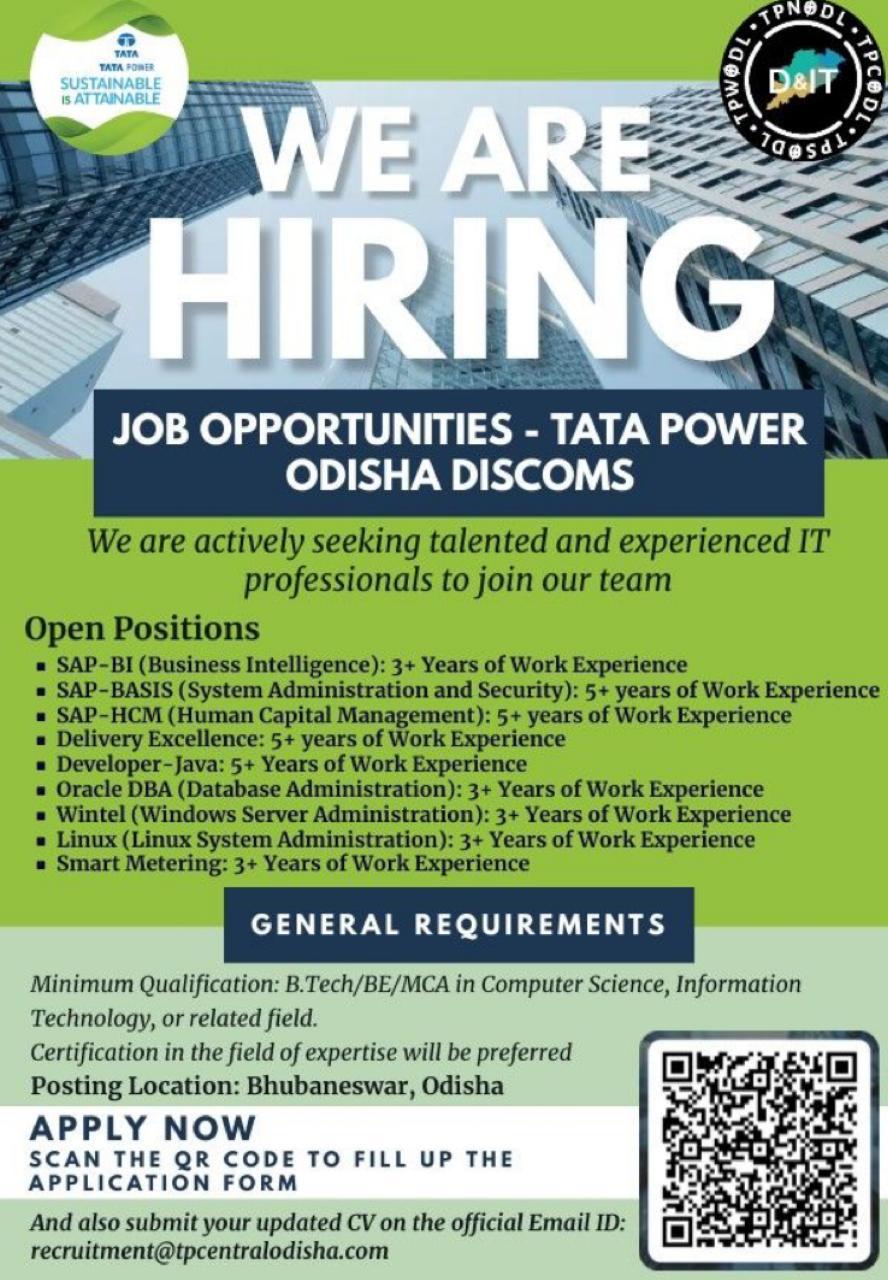 Odisha Jobs JobOpportunity at TataPower Apr24